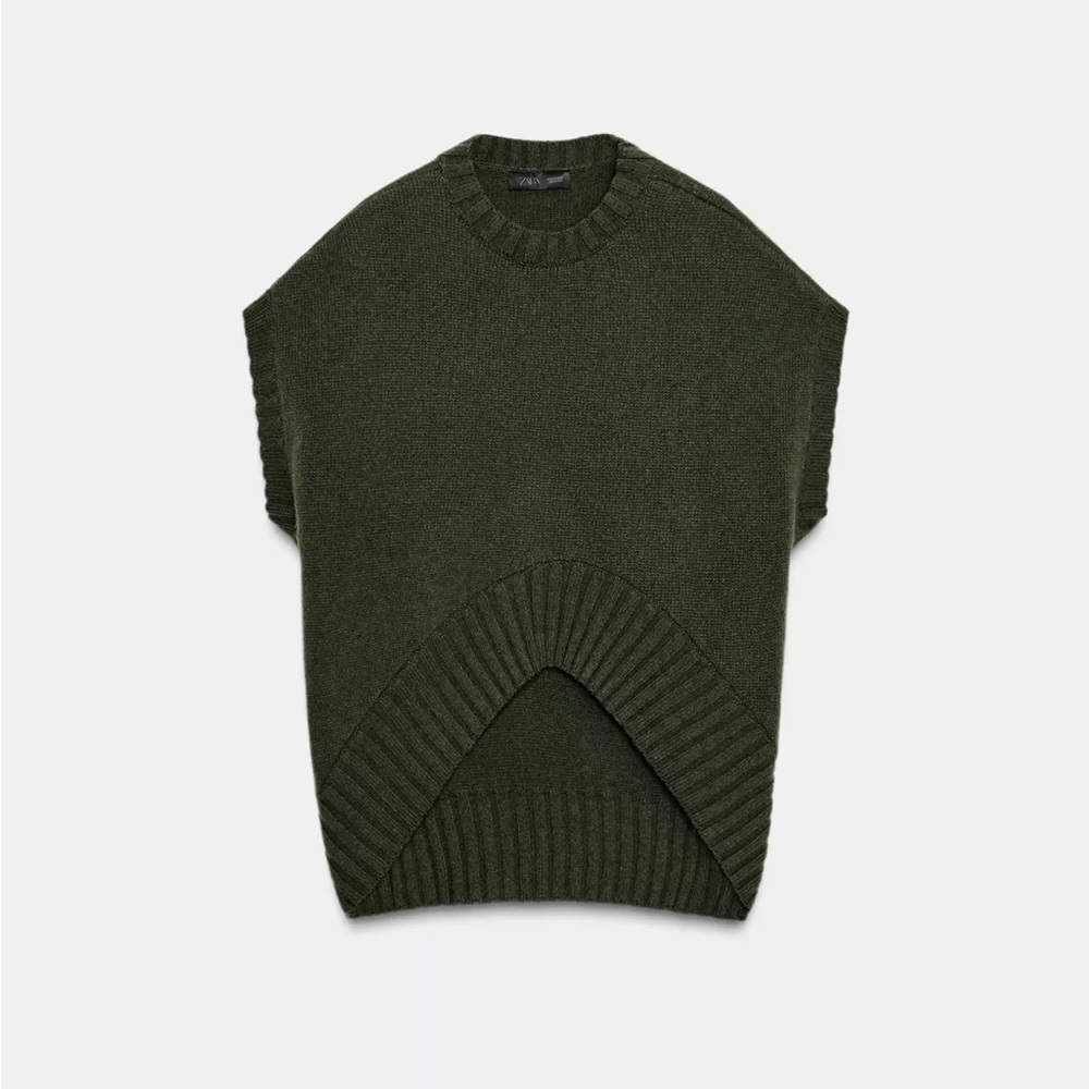 Zara Oversize Asymmetric Hem Wool Vest